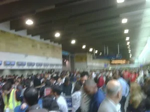 check-in 'line' at Bogota airport