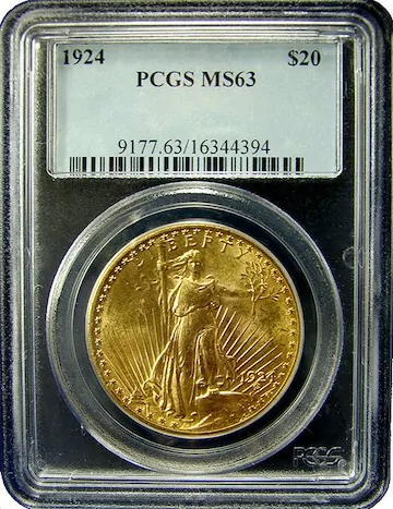 St. Gaudens gold coin, M63, from 1924